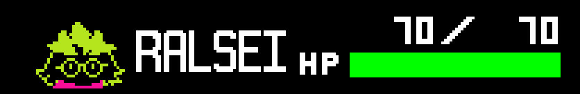 ralsei from deltarune's battle health bar and icon.