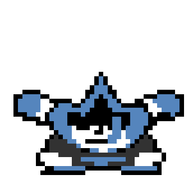 a sprite of lancer from deltarune waving.
